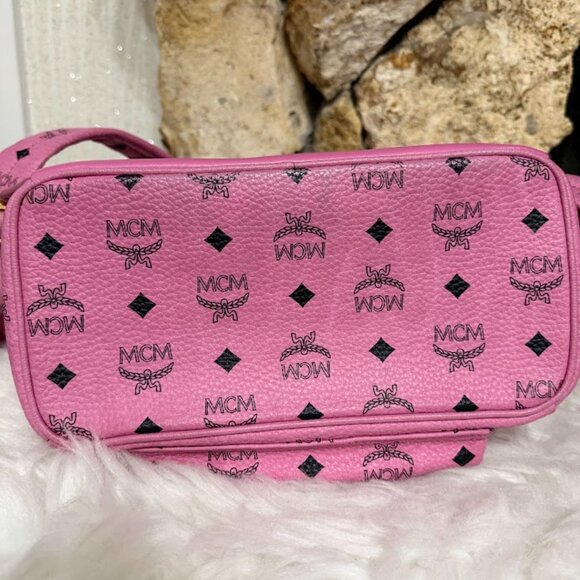 MCM Pink Visetos Mini Backpack Gold Hardware Authentic main image 6